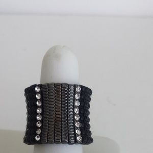 Brand new Black Stretch Ring with 6 Row Crystal